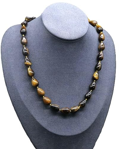 Handgefertigte Damen Edelstein Perlenkette - Tropfenform Naturstein Halskette für Frauen und Mädchen, 48cm