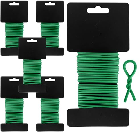 6 PCS Fil de Serrage pour Jardin, Ø 2,5 mm x 5 m Attache Plantes Souple, Fil de fer cloture pour Attache Tomate, Plantes Grimpantes, Vignes, Arbustes et Fleurs (Vert)