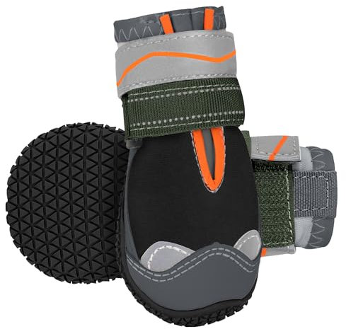 Eyein Hundeschuhe Pfotenschutz, 2 Stück Wasserabweisend Hundeschuhe mit Rutschfester Sohle und reflektierendem Klettverschluss für kleine, mittlere und große Hunde, Sport im Freien (Schwarz, Größe 1)