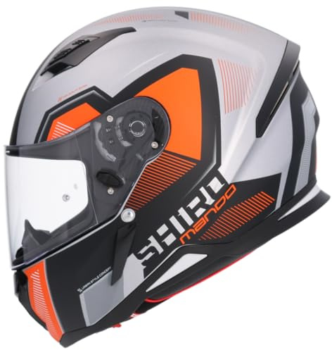 Shiro Helmets Hunter Helm mit Fernbedienung, Schwarz und Orange, vollständig zugelassen (M 57/58)