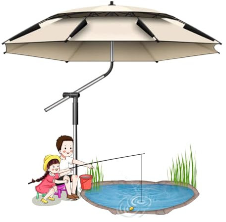 Strandschirm Terrasse Regenschirm Windschutz Fishing Angelschirm UPF 50+ tragbare Strandsonnenschirm mit Fiberglasstangen Gartenschirm mit Aufbewahrungstasche(240cm)