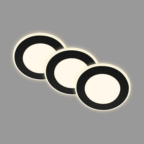BRILONER - Juego de 3 focos empotrables LED 230V con función de luz nocturna, superficies y anillos conmutables por separado, función de memoria, focos de techo, focos empotrables, 9x3 cm, negro