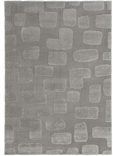 Steffensmeier Kurzflor Teppich Meran | Wohnzimmerteppich | modern,stylisch, Tupfen Anthrazit, Größe: 120x170 cm