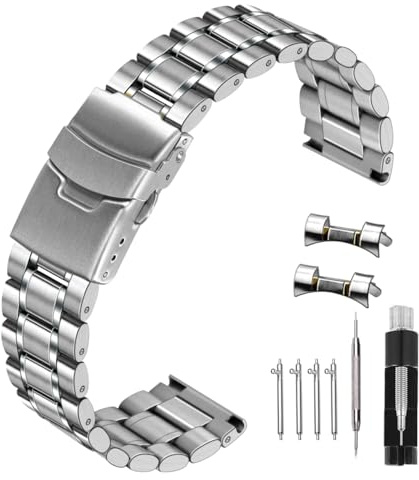 Kai Tian 20mm 22mm Edelstahl Uhrenarmband Rund Robuste Uhrenarmbänder Metall Silber Gold Armband Männer Frauen Gebogene Geradlinige Enden