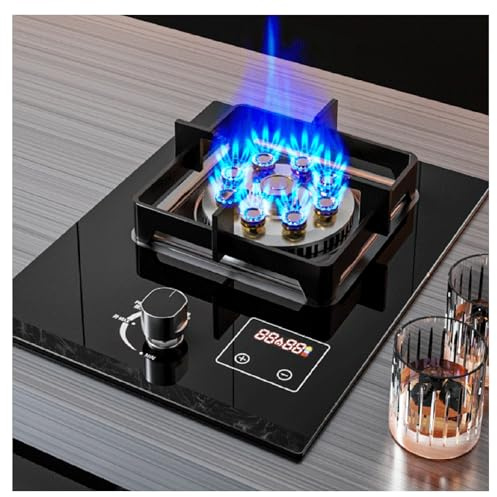Cuisinière À Gaz Portable – Cuisinière À Gaz À Brûleur Unique Support De Pot En Fonte En Verre Trempé, Adapté For Caravane Cuisinière Autoportante En Verre Noir Camping Extérieur 5,2 KW(LPG)