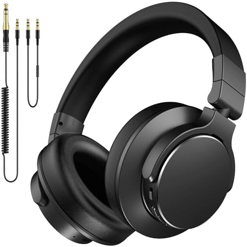 syndesmos Professional Studio Headphones, Over-Ear DJ & Monitoring Headphones with 6.35 & 3.5mm Detachable Cables, 50mm Driver, Closed-Back Headphones for Studio Recording & Mixing, Podcast, DJ, Music