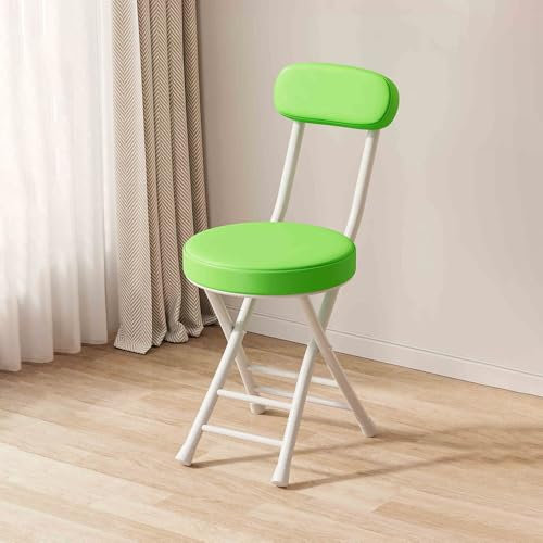 YHDMDQ Sgabello Pieghevole Imbottito in Pelle, Sgabello da Cucina Pieghevole Portatile da 45cm, Sgabello Richiudibile con Schienale Imbottito per Adulti Cucina Matrimonio Festa Eventi(Green)