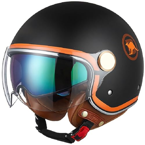 Casco Moto Jet con Doppia Visiera, Casco Jet Omologato ECE, Casco Jet Aperto Scooter, Uomo e Donna, Leggero con Visiera, per Adulti Per Fornire Una Migliore Protezione Alla Guida
