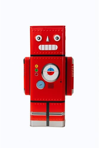 XL Spardose aus Metall in Roboterform, 24 x 9 x 8 cm (rot)
