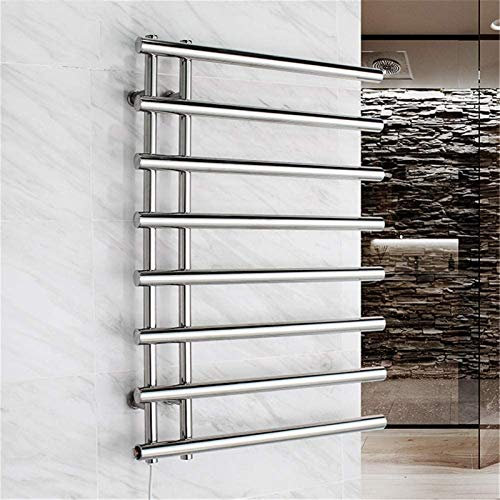 Kiaoeiuyti Scaldasalviette da Parete per Bagno, scaldasalviette per Vasca da Bagno, scaldasalviette Elettrico a Parete in Acciaio Inossidabile 304, scaldasalviette e stendibiancheria, 8 Barre, 24 LX