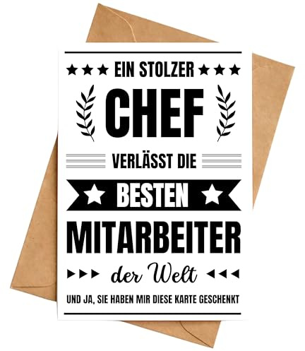 Karte Ruhestand Chef Rente Abschied Klappkarte Abschiedskarte Lustig DIN A6 mit Umschlag