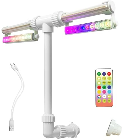 Fontaine de piscine solaire avec 10 lumières colorées - Détection automatique de la lumière télécommandée - Arroseur réglable avec deux têtes - Compatible avec piscines hors sol et encastrées (type de