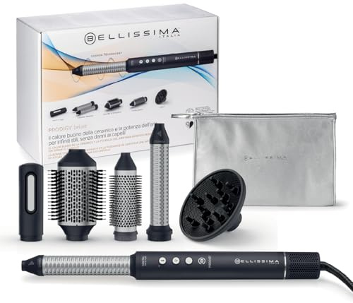 Bellissima Imetec Prodigy Deluxe - Air Styler Digitale 6 in 1 per Capelli Ricci, Mossi o Lisci - Asciuga & Modella Senza Danni con Tecnologia Ion-Ceramic & Coanda