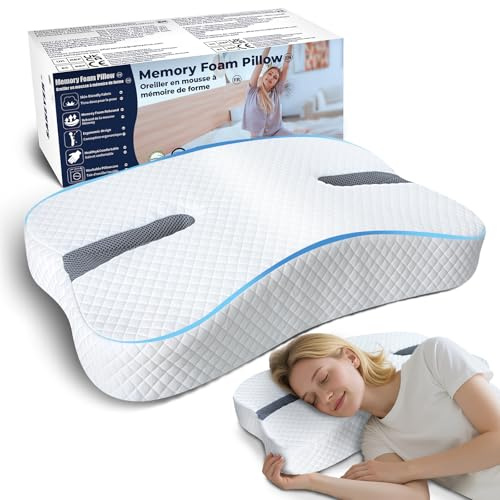 SAHEYER Kissen für Seitenschläfer, Memory Foam Nackenkissen Ergonomisches Nackenstützkissen,Weiß