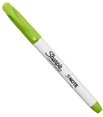Sharpie S‑Note Creative Marker - Marcador de punta biselada para resaltar, tinta amarilla lima, marcador pastel a base de agua, doble extremo para resaltar, dibujar, diario y más, una sola unidad