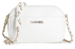 CAFèNOIR - Camera Bag Morbida Con Tracolla Con Catena Con Infilatura, Da Donna, Colore Bianco, Taglia Onesize