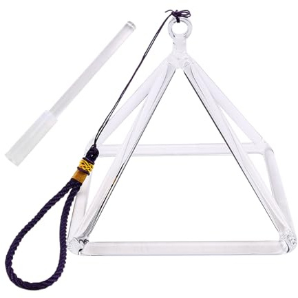 Fangxuee Cuenco Tibetano Transparente de Cristal de Cuarzo de 6 Pulgadas, con Forma de Pirámide para Terapia de Sonido, Yoga, Meditación y Percusión.