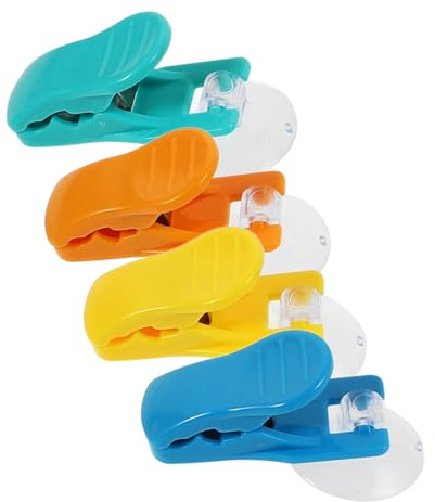 Gatuida Support Ventouse Salle de Bain Multifonction en Plastique Léger, Pince à Serviette Rotative Cuisine et Salle de Bain, Facile à Transporter, Lot de 4 Pièces