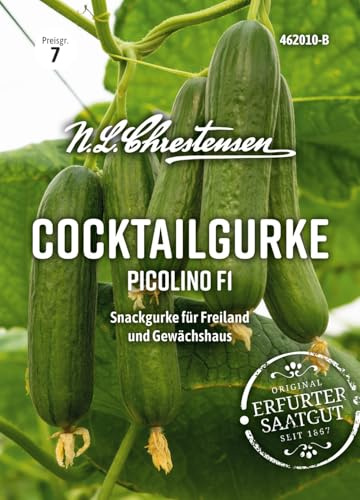 Chrestensen Hausgurke Picolino F1 Saatgut | Mini Snackgurke, Für Garten Gewächshaus Balkon, Knackig & ertragreich