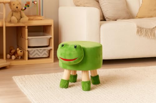 MIKONI Kinderhocker Frosch Sofa - Bequemer Hocker in Samtstoff - Polstermöbel Pouf für Kinderzimmer - Sitzhöhe 25 cm (Frosch)