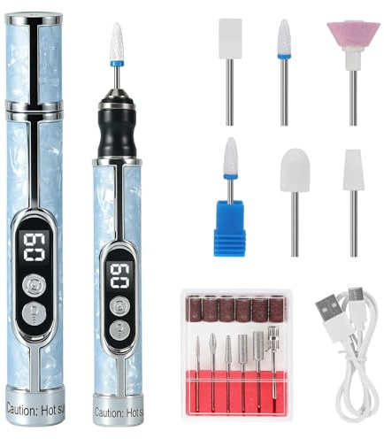 Electric Nail File for Thick Toe Nails, 5 Speeds Set with 18 Grinding Heads | Adjustable Pedicure Electric Nail Tool, Multi Functional Care Kit for All Nails & Different Shapes, Blue