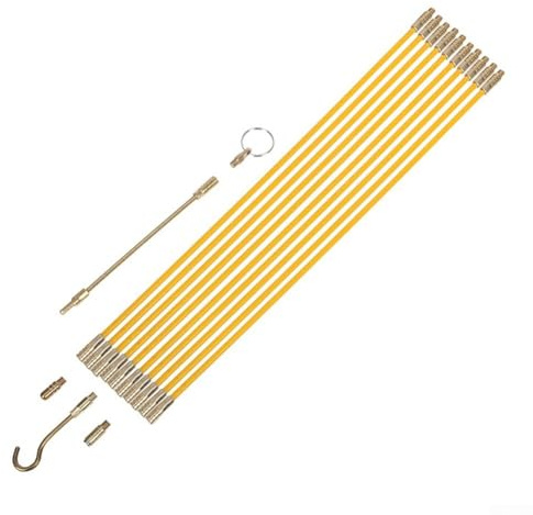 10 Rods x 33cm 4mm Fibreglass Cable Puller Set for Electrical Wiring Installation, Fish Tape with Connectors and Storage Case