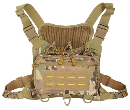 ZFFOZZ Taktische Brusttasche, EDC-Brusttasche, Vielseitige Molle, Anglertasche, für Alltag Radfahren Camping und Wandern(Cp)