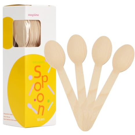 Cherrypick 150 Pcs Premium Wooden Spoons, 16.2cm Disposable Wood Spoons, Smooth Natural Utensils for Party, Picnic, Camping, Wedding, Everyday Meals