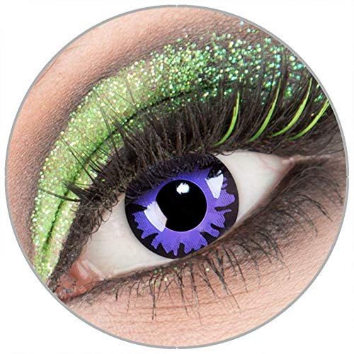 Farbige lila schwarze 'Toxic Plum' Kontaktlinsen ohne Stärke 1 Paar Crazy Fun Kontaktlinsen mit Behälter zu Fasching Karneval Halloween - Topqualität von 'Giftauge'