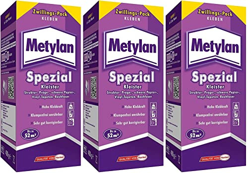 Gardopia Sparpaket: METYLAN Spezial Tapeten-Kleister, Spezialkleister mit hoher Klebkraft, 3 x 400g
