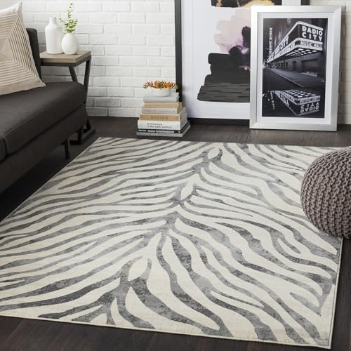 Livabliss Luanda Wohnzimmer Boho, großer Schlafzimmer 200x275 cm, Esszimmer mit geometrischem Muster, Skandinavischer Wohnzimmer modern in Grau, Schwarz, Beige