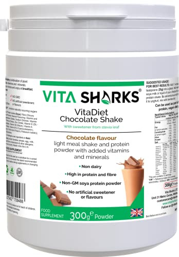 VitaDiet Chocolate Shake: Vegan Protein & Fiber Powder for Weight Management & Energy Support - Gluten & Dairy-Free
