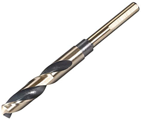 sourcing map Reduced Shank Twist Drill Bits 14.5mm Black Nitride & Gold Titanium Coated High Speed Steel 4341 with 10mm (3/8) Shank for Stainless Steel Alloy Metal Plastic Wood