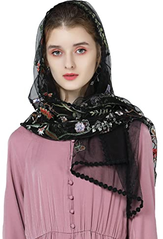 BEAUTELICATE Mantilla Spitze Schleier Katholisch Schal Stola Kopftuch für Damen Kirche Gottesdienst Messe Kapelle Braut V118