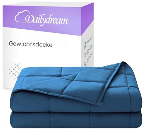 Dailydream Coperta ponderata terapeutica cotone, 6 kg, per adulti, 135 x 200 cm, blu