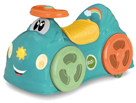 Chicco All Around Eco+ Aqua Green, Ride-On Suitable For Ages 1-3Y (Up To 20kg), Made in Italy, 75% Recycled Plastic, Swivel Wheels, Mechanical Horn, Storage Compartment, Stickers Included