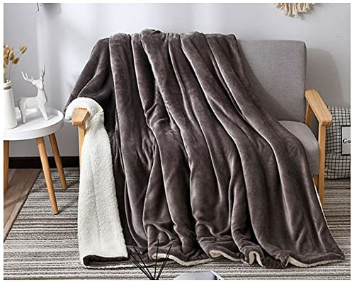 Kuscheldecke in Lammfell-Optik - Verschiedene Größen und Farben - Tagesdecke - Flanell Mikrofaser-Flausch - Sherpa Decke Sofa Wohndecke Zweiseitige Sofadecke für Couch Bett und Sofa,Grau,100x120