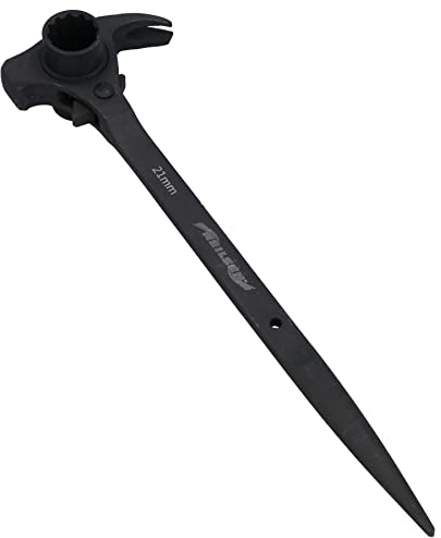 AB Tools 4 in 1 Scaffold Spanner Ratchet Podger Bi-Hex 19 & 21mm Claw Hammer Pry Bar