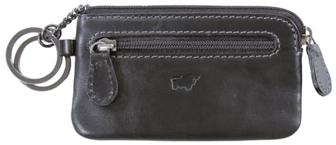 BRAUN BÜFFEL - Schlüsseletui aus echtem Rindleder Arezzo 12cm - Kleine Schlüsseltasche für Herren & Damen mit Reißverschluss & 2 Schlüsselringen - Zeitlos klassisches Schlüsselmäppchen Schwarz