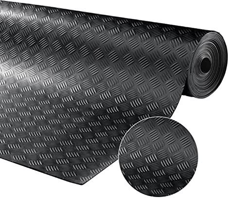 uyoyous Gummimatte Meterware 100x500 cm Gummiläufer Bodenbelag Gummimatten | 3mm Dicke Gummibodenbelag Bodenschutzmatte Riffelblechmatte Industrielle Antirutschmatte für Garagenböden Werkstatt Keller