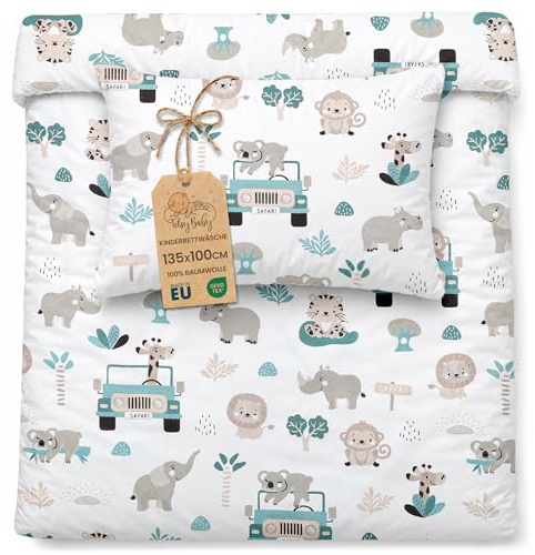 Totsy Baby Housse de Couette Enfant 100x135 cm - Coton Linge de lit pour Enfants Parure avec Housses de Couette 100 x 135 cm et taie d’Oreiller 40 x 60 cm pour bébé Lits Oeko-Tex