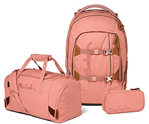Satch Pack Schulrucksack Set 3tlg. inkl. Schlamperbox u. Sporttasche (Nordic Coral)