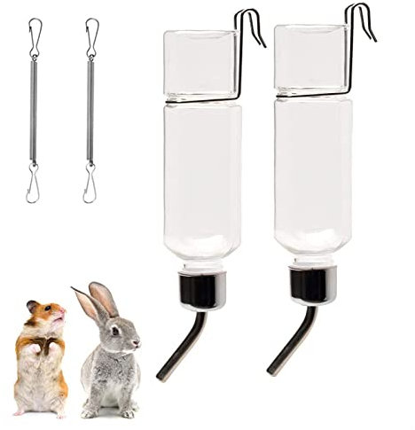 Trinkflasche Für Kaninchen 350 Ml Hängende Haustiere ​Wasserflasche Für Kaninchen Chinchillas Guinea Kaninchen Wasser Flaschen Hängende Hamster Trinkflasche Keine Tropf Für Kleintiertränke (2PCS)