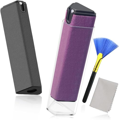 Naturliga rengöringsspray per schermo Ecomoist set di panni in mikrofiber, JiaTeums skärmrengörare per smartphone, pekskärm, bärbar dator, iPad 18 ml + 20 ml grå + lila
