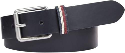 Tommy Hilfiger Herren Gürtel Ledergürtel, Blau (Space Blue), 95 cm