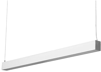 SILAMP - Regleta colgante LED grande, 120 cm, 35 W, plata, blanco neutro, 4000 K, 5500 K, color blanco
