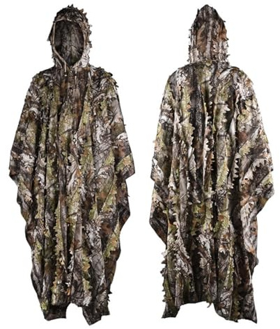 FYRTA Ghillie Suits, 3D Leafy Camo Poncho Camoflage Woodland Cape Ghillie Suit for Hunting, Bird Watching, Halloween Party, Outdoor Camping, Wildlife Photography,XL/2XL