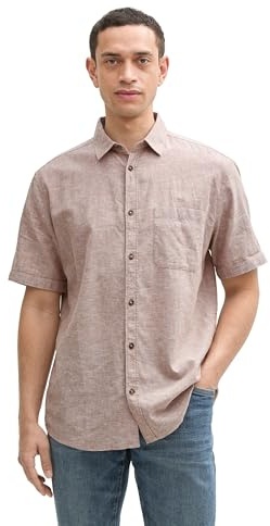 TOM TAILOR 1045098 Camisa, 37203-Mocha Brown Chambray, L Hombres