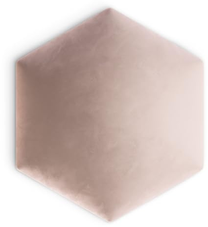 Muralo Samt Wandkissen Hexagon Stoff Polsterpaneel Schlafzimmer Wohnzimmer Bett Wandpolster Bettkopfteil Lendekissen Modern Luxus Gepolstert Magic Velvet (Hellrosa, Br.35cm x Hö.40cm)