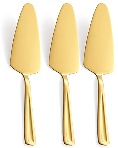 GoGeiLi Lot de 3 pelles à tarte dorées en acier inoxydable pour pizza et pâtisserie 23,6 cm Passe au lave-vaisselle